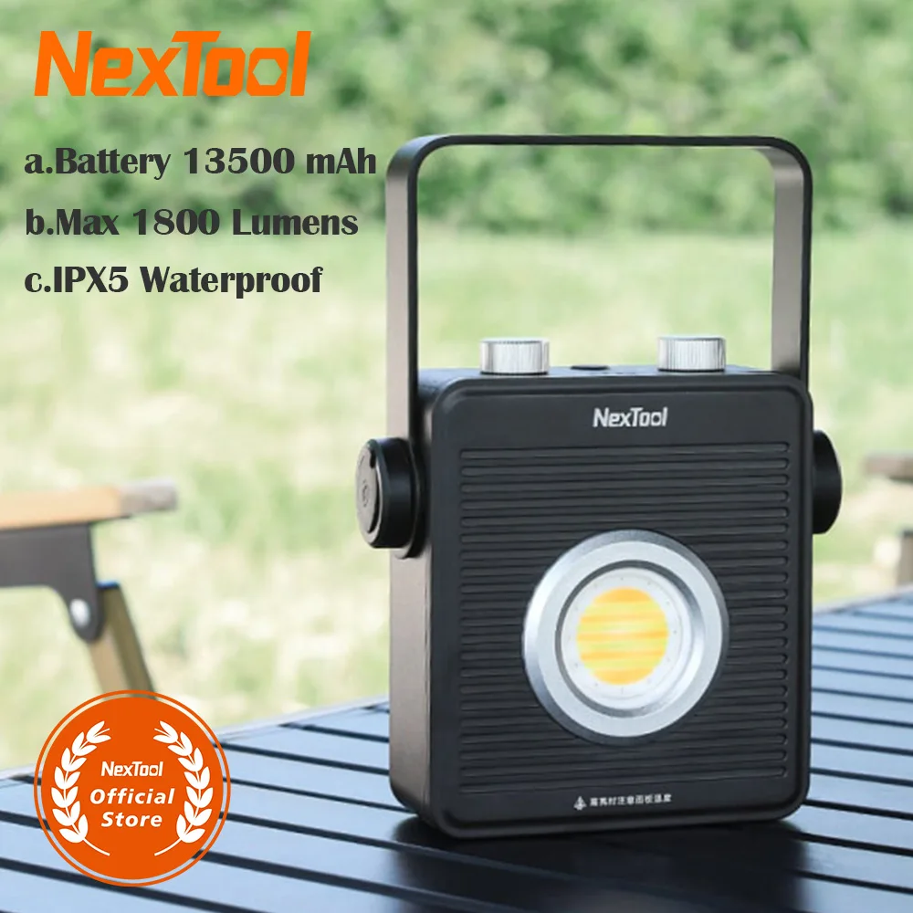 NexTool 1800Lm Camping Light Rechargeable Lantern 13500mAh Portable Emergency Night Market Light Power Bank Outdoor Flashlight