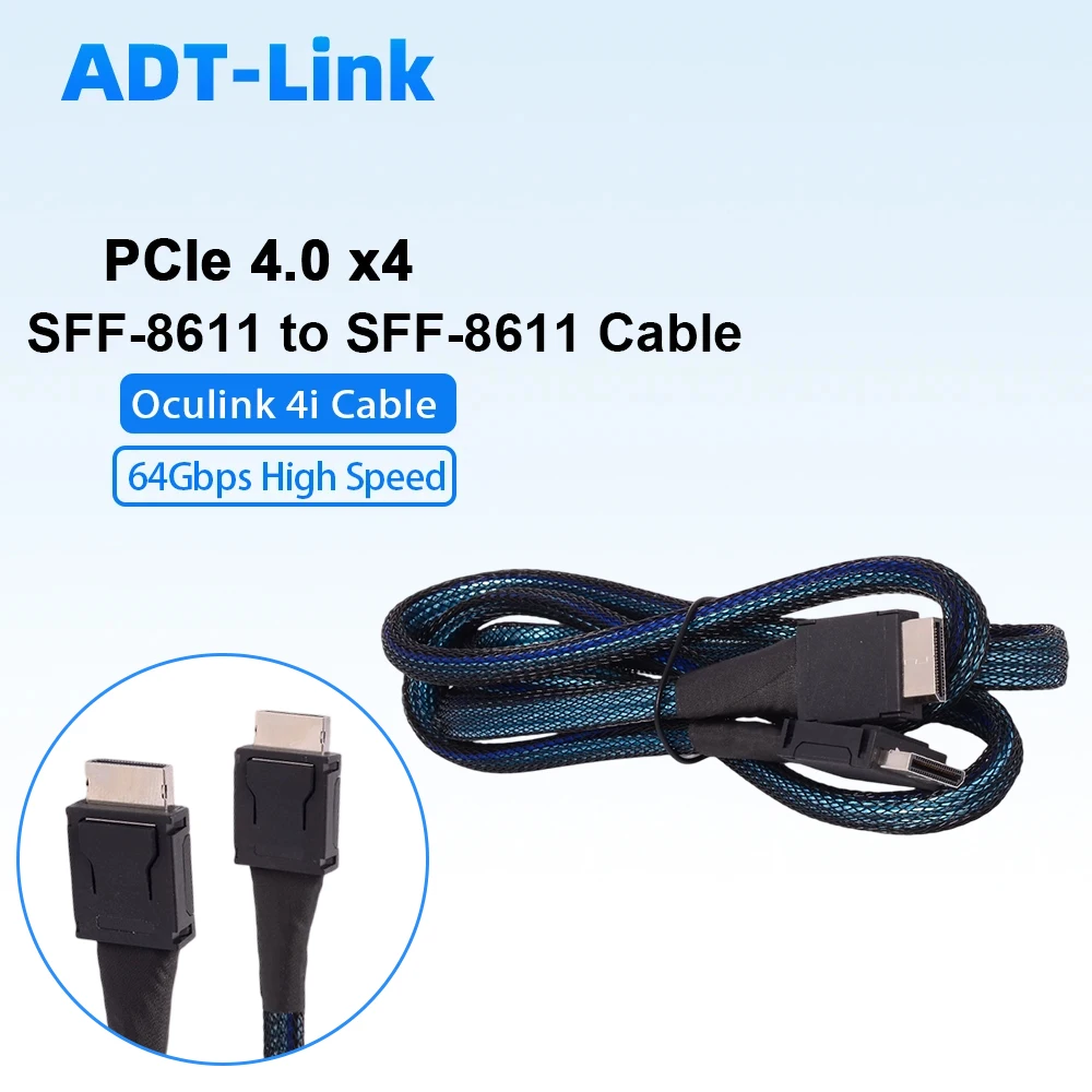 

Oculink 4i PCIe 4.0 X4 SFF-8611 To SFF-8611 Silver Plated Cable 64Gbps Full-Featured Extension for External GPU Backward 0.1m-1m