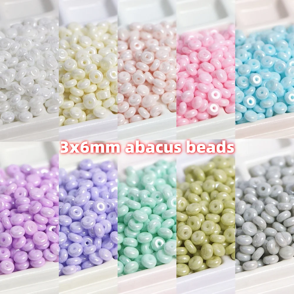 Hochwertige 3 * 6mm Perlencreme-Glas-Abakusperlen, Rundperlen, Sicherheitsverschlüsse, handgefertigte DIY-Perlen, lose Perlen