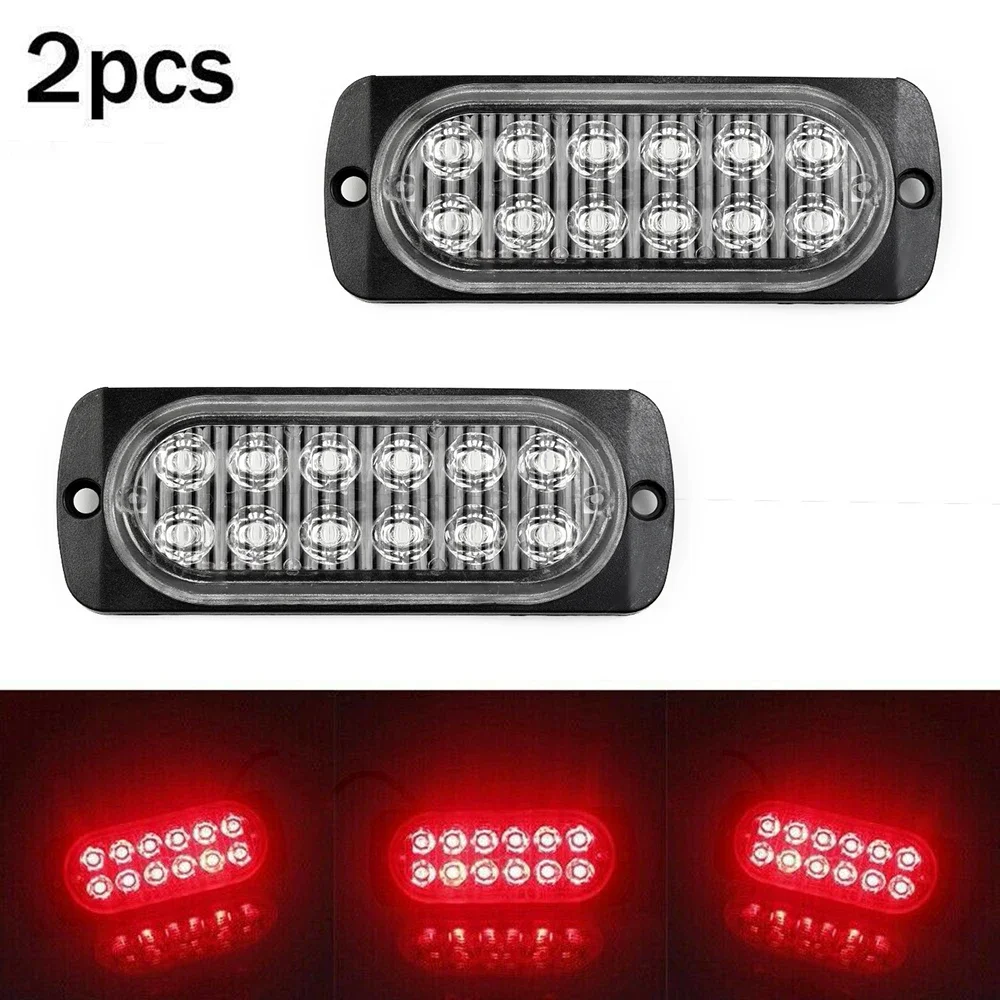 

2pcs 12LED Off-road Car Trucks Safety Urgent Working Fog Red Light Lamp 12V~24V 36W Ultra Thin, Super Bright LED Urgent Light