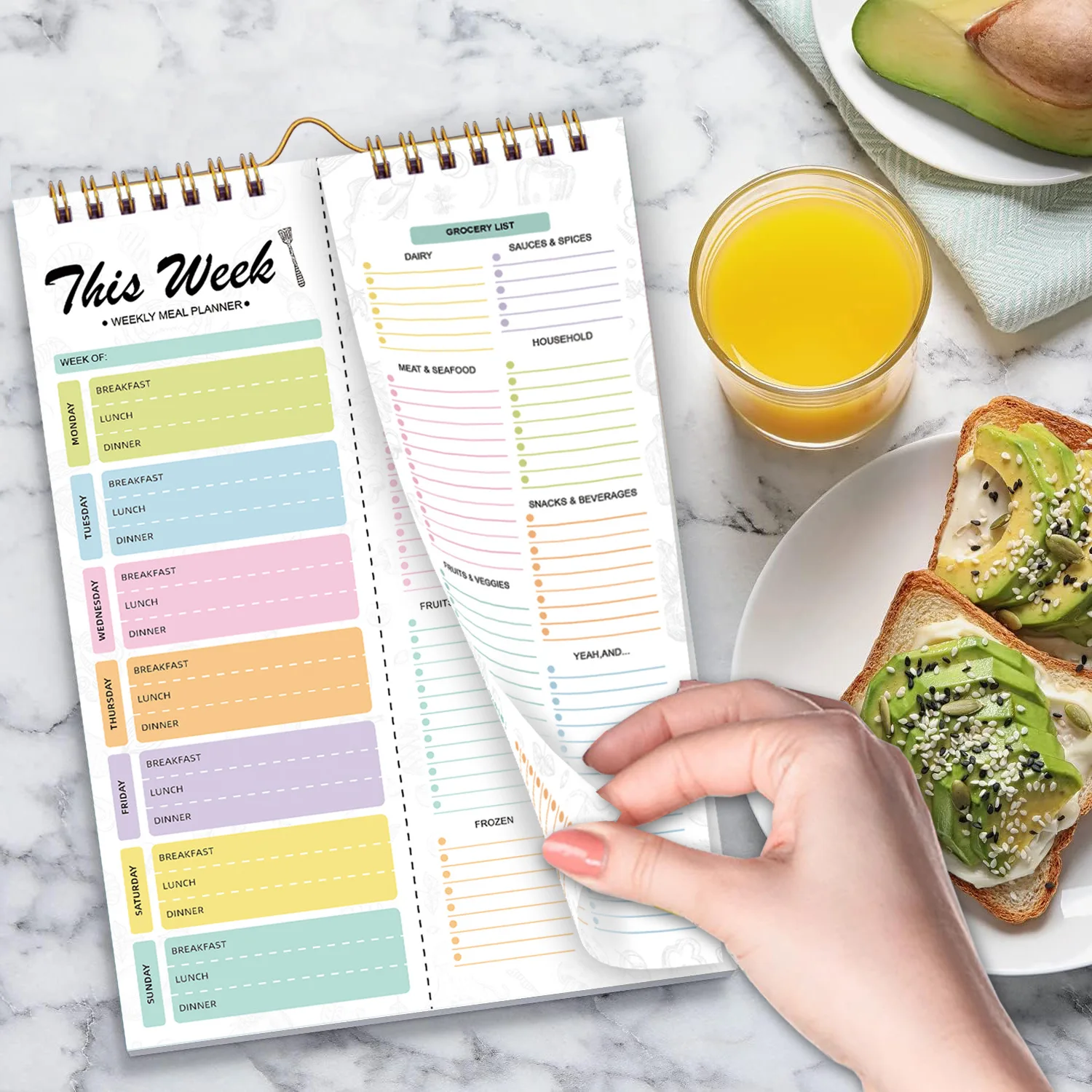 Meal Plan Notepad - A5 Spiral Tear‑Off Notebook Ins Style
