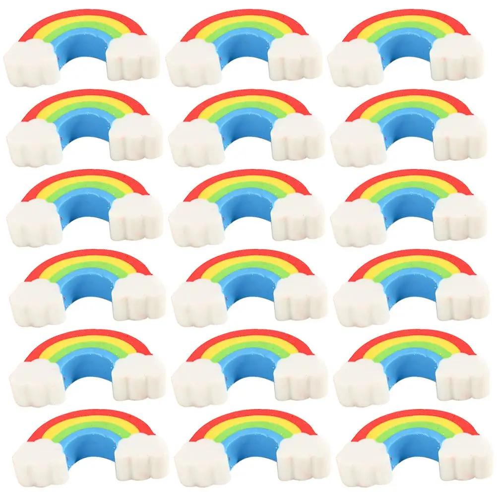 

100 Pcs Rainbow Erasers Cute Cartoon Mini Portable for Kids Students Learning Office Supplies Drawing Accessories Material