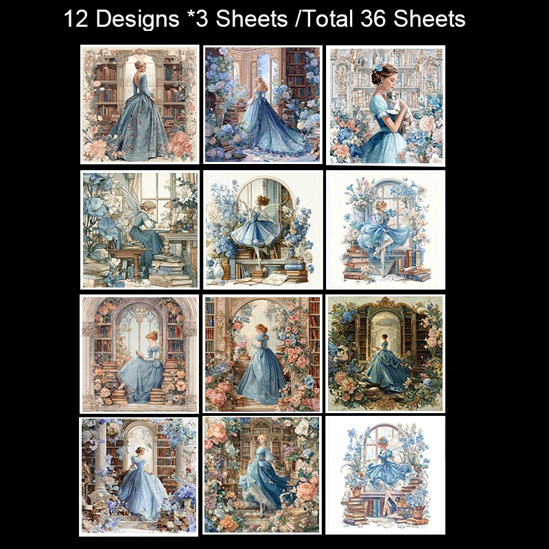 36 ورقة من ورق القصاصات المزخرف مقاس 6 × 6 بوصات: لسكرابوكينغ وأوريغامي وديكور المخطط وصنع البطاقات - مجموعة الحرف اليدوية العتيقة