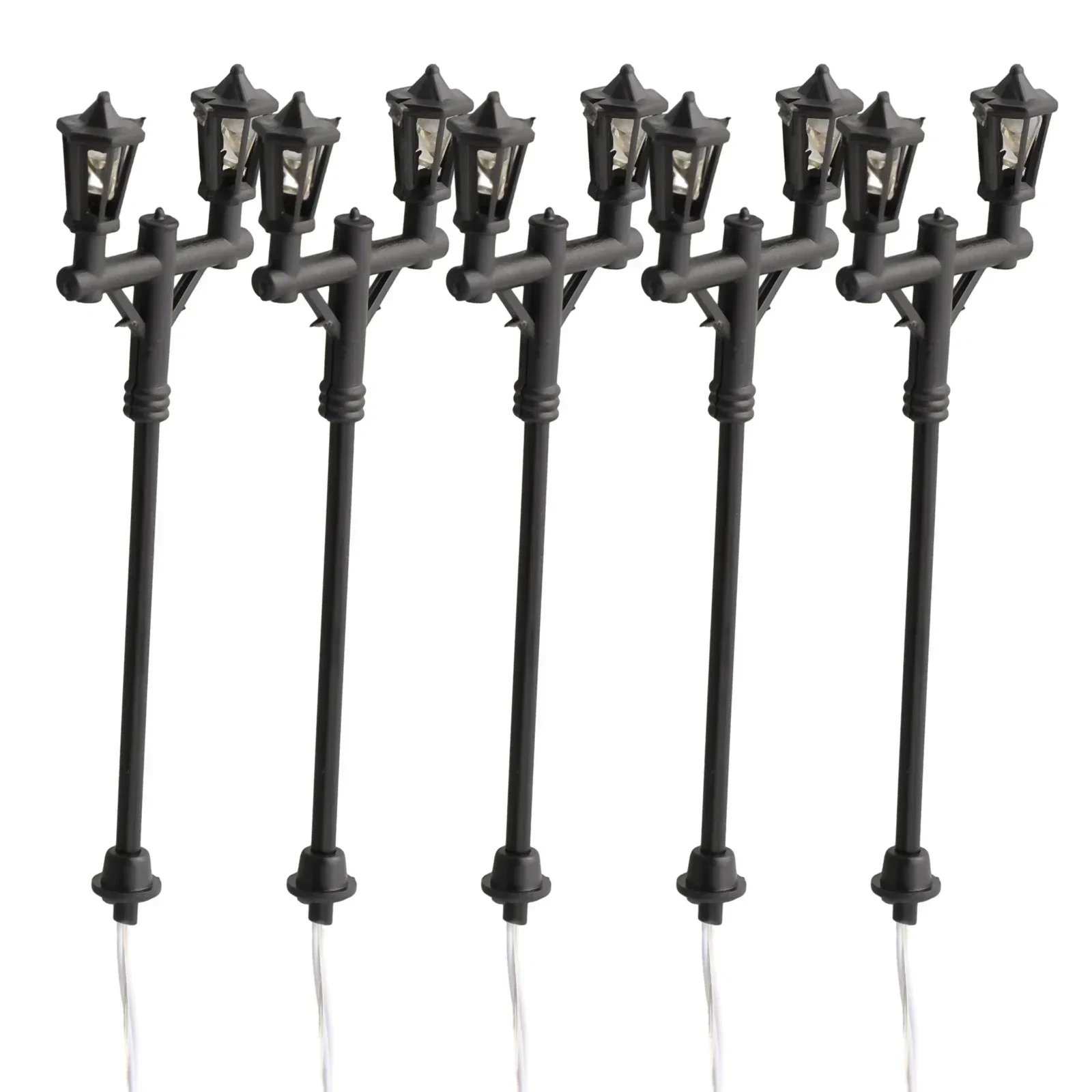 10Pcs Model  Miniature Street Lights Scale 1:100 Railway  LED Lamppost Patio Garden Lamps  Landscape Accessories Toys For Kids