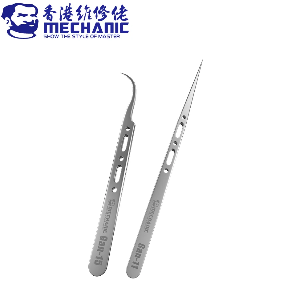 MECHANIC Gan Series Anti-magnetic Stainless Steel High Hardness Tip Precision Tweezers Electronic Component Chips Repair Tool