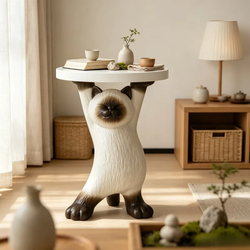 Cat Side Table Stand Organizer Decor Large Floor Plush Toy Holder Creative Furniture Gift for Home Living Room Bedroom Cute