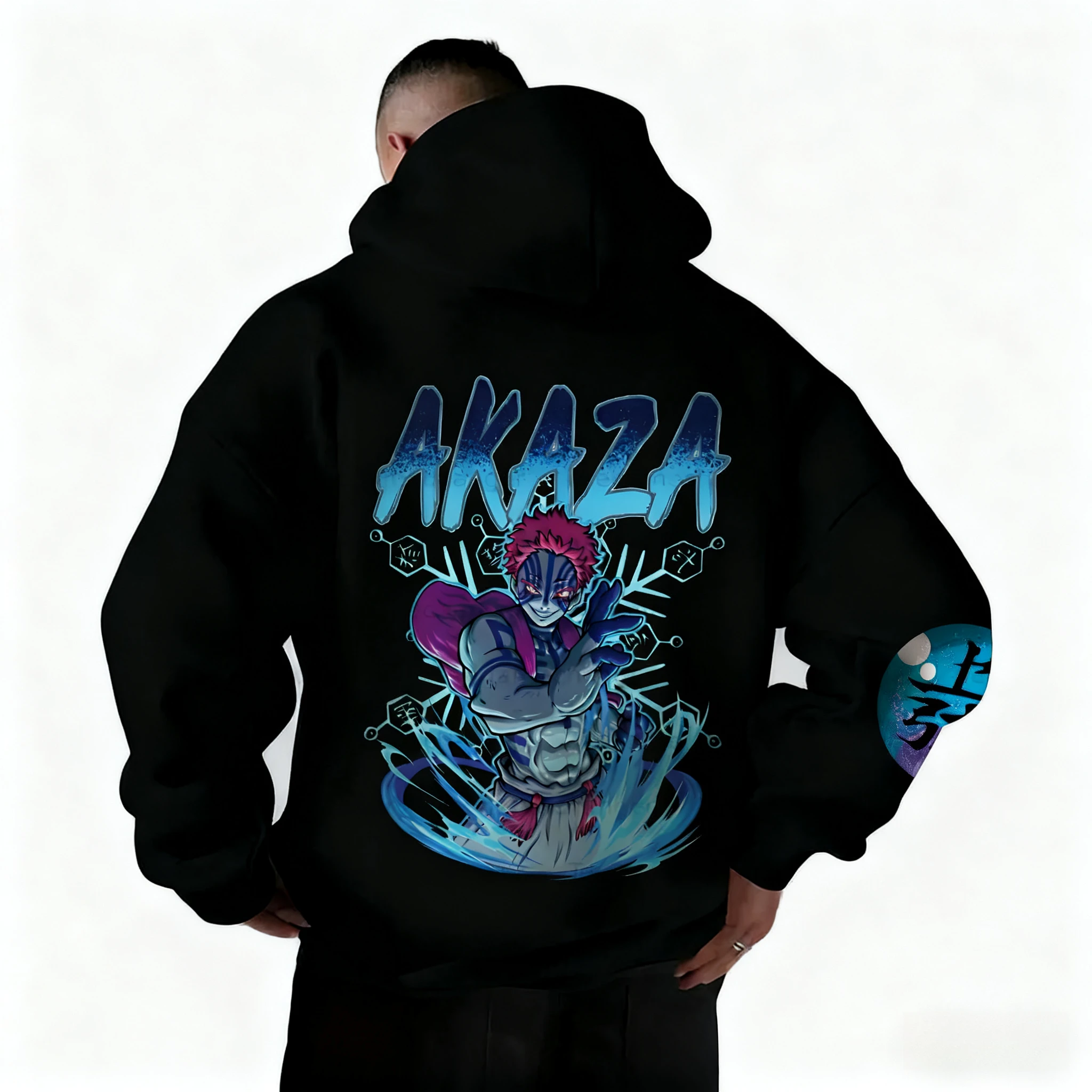 

Хлопковая толстовка с принтом Demon Slayer аниме Akaza, мужская и женская осенне-зимняя новинка в стиле Харадзюку, большой модный свободный топ для родителей и детей