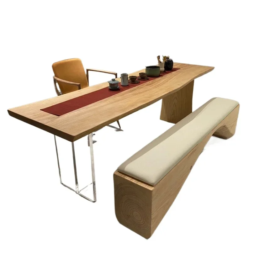 North American ash wood acrylic suspended dining table, simple double-spell office workbench, tea table wabi