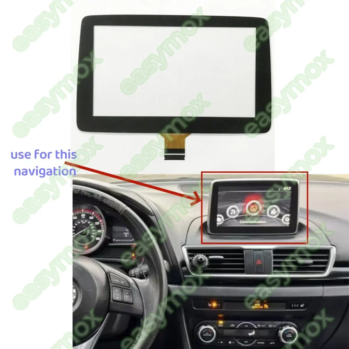 

7inch LCD Digitizer Touch Panel for Mazda 3 Alexa 2014- 2016 Touch Screen Glass Cover Navigation Radio Repair