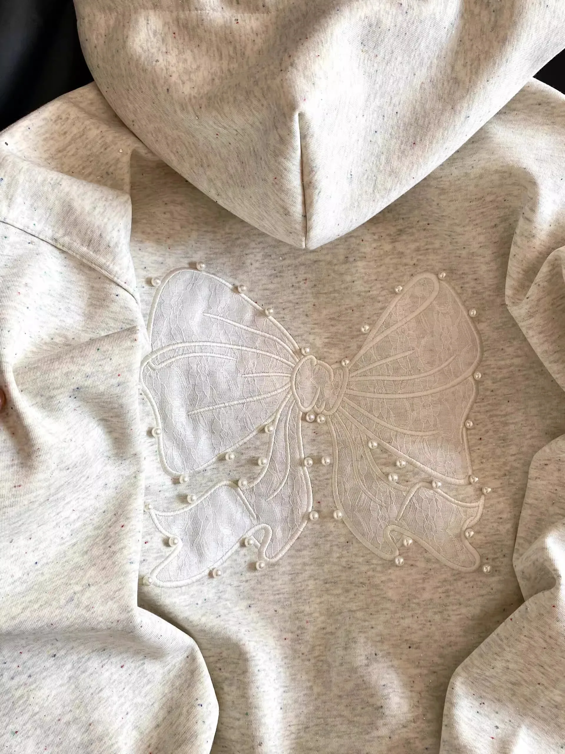 

Elegant Korean Style Lace Knot Coat Women's Loose Top Fashionable Youthful Long Sleeve Hooded Cardigan