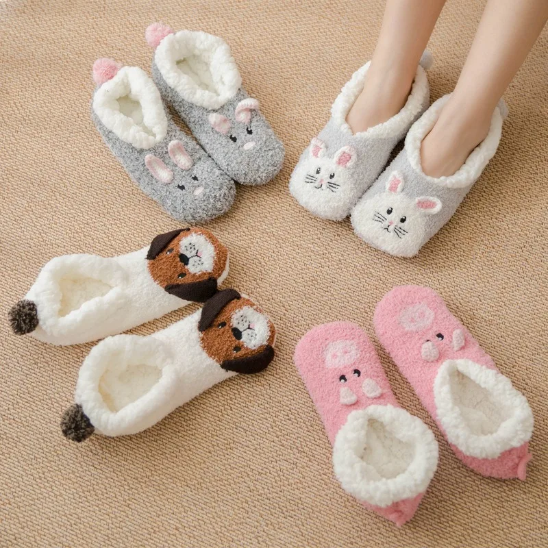 

Multifunctional Coral Fleece Floor Socks Children Slipper Socks Bare Leg Cover Snow Carpet