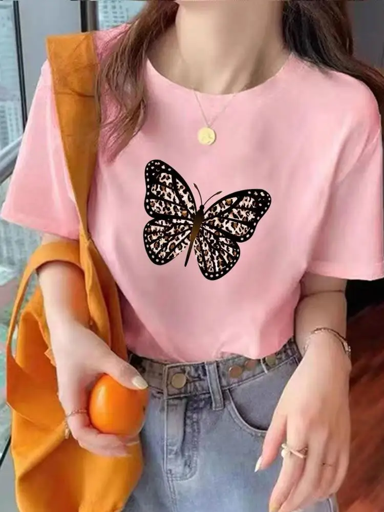 Tee Top Fashion Summer Women Clothes O-neck Print Flower Watercolor Trend 90s Short Sleeve Clothing Graphic T-shirt T Shirt