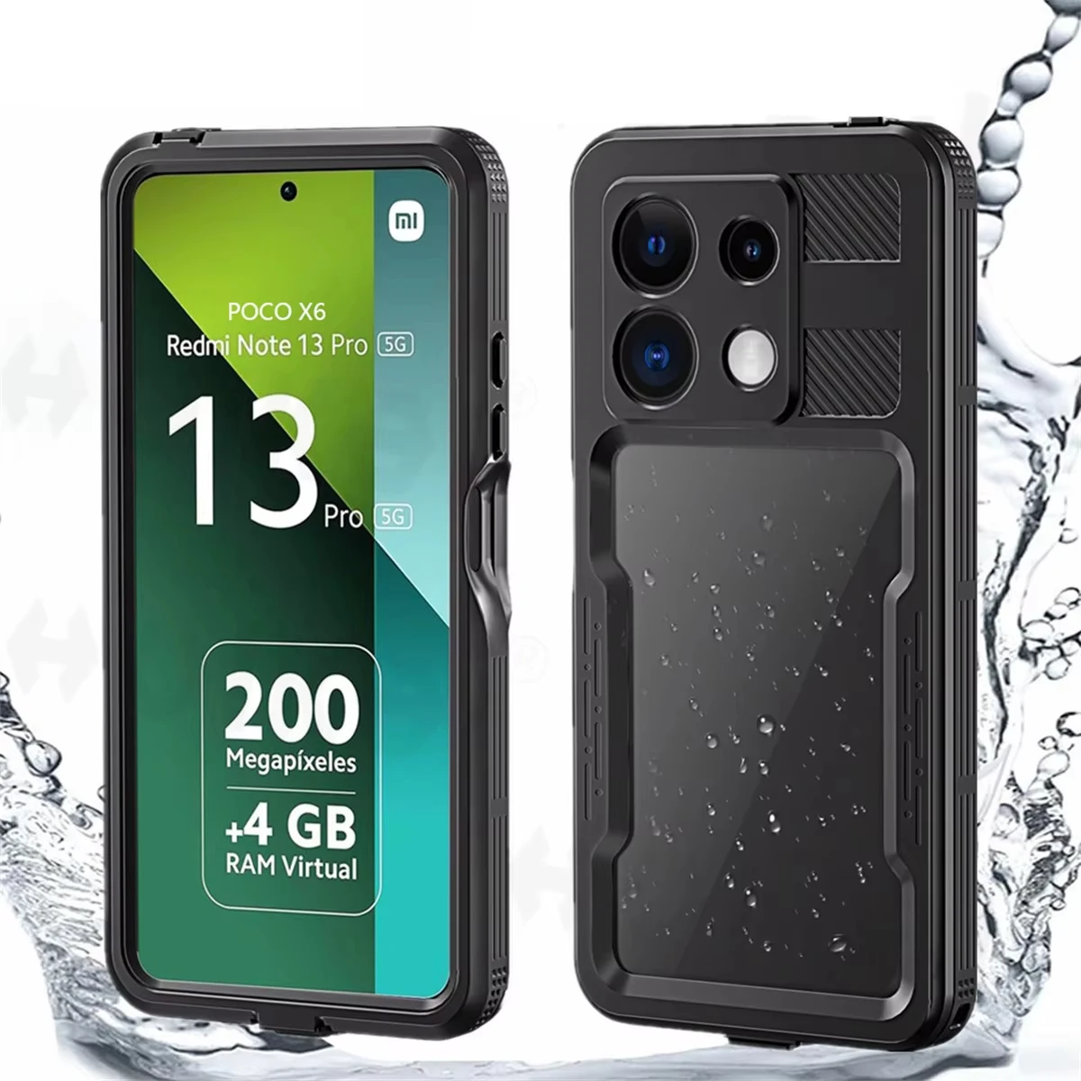 

For POCO X6 Xiaomi Redmi Note 13 Pro 5G IP68 Waterproof Case Body 360° Protection DustProof Diving Cover Fundas Coque