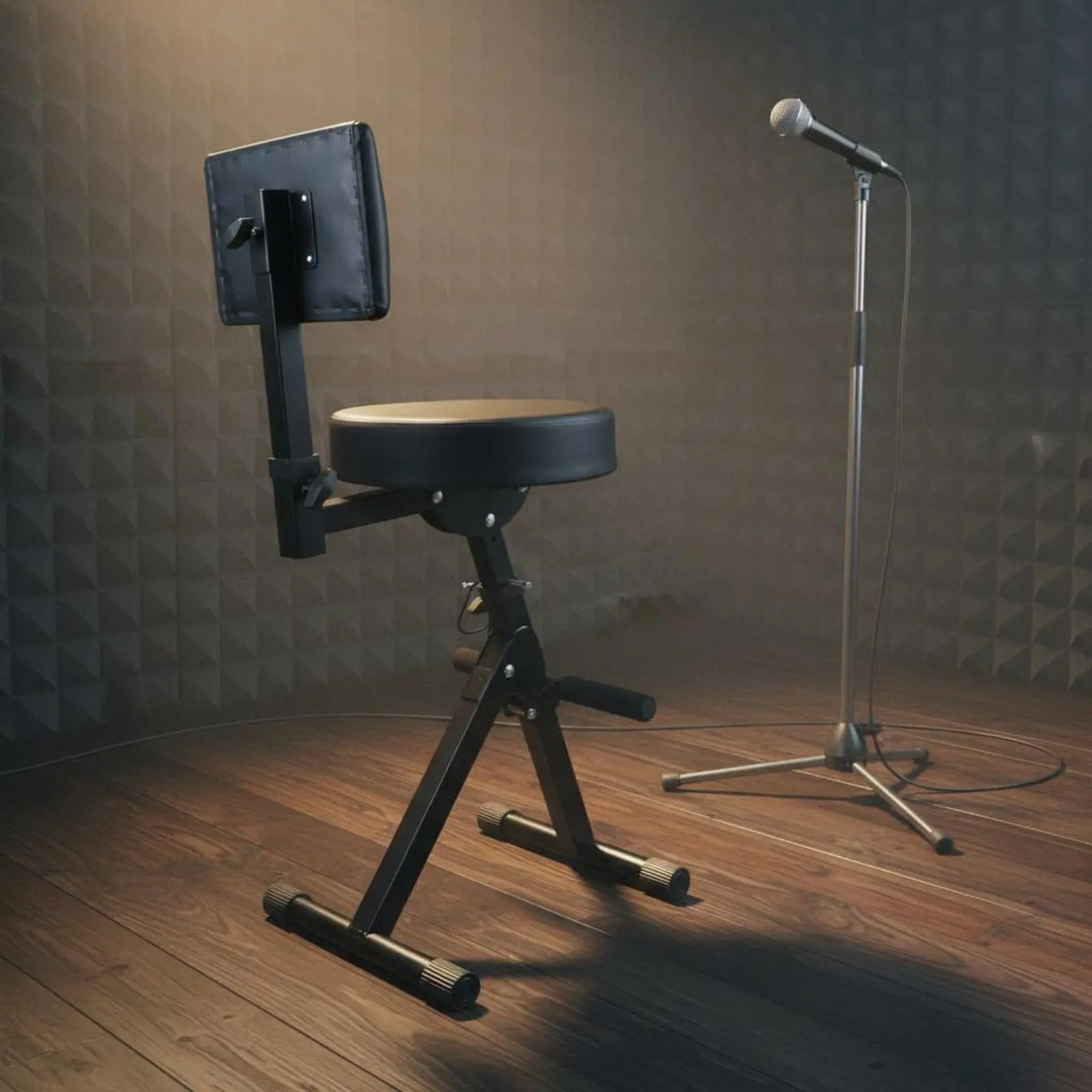 Folding Guitar Chair with Backrest Integrated Footrest Adjustable Guitar Player Seat Musical Instrument Accessory for Bar view 5