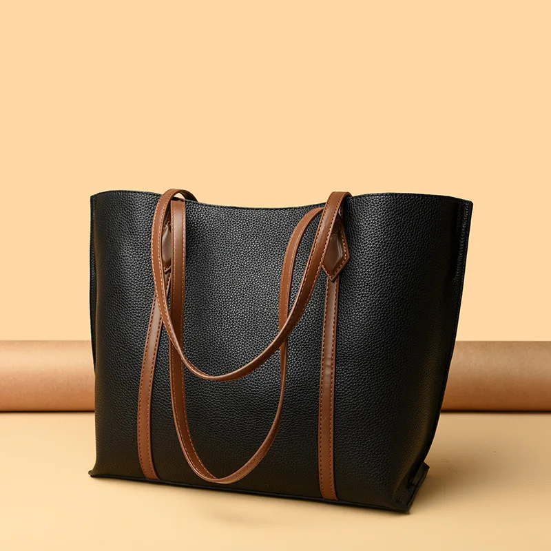 

2025 Women's Vintage Tote Bag - Large Capacity Solid Color Shoulder Bag for Work & Casual, Minimalist Purse.