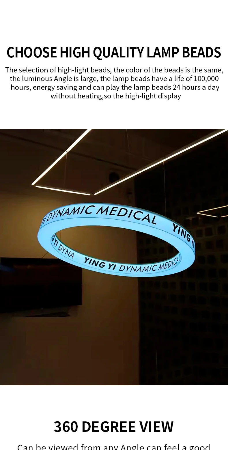 Personalized  Factory Customized Outstanding Quality Wall Hanging Ceiling Circle Neon Sign Circular LED Subtitle Machine