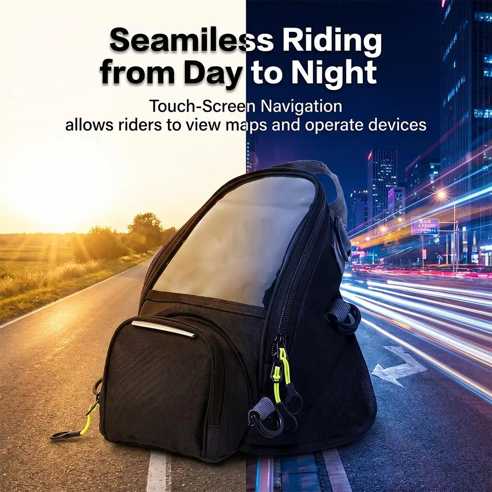 Motorcycle Navigation Tank Bag Magnetic Fuel Tank Bag With Touchable Phone Screen Window Waterproof Motorcyclists Riding Travel