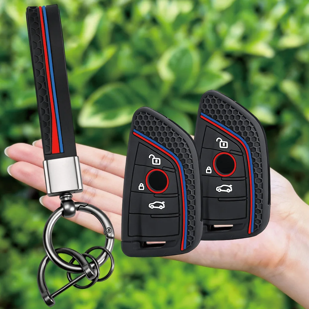 Silicone Remote Car Keychain Holder Key Case Cover for BMW F48 F46 F10 F20 F30 X1 X2 X3 X4 X5 X6 Z4 1 2 3 4 5 6 7 Serie 7 Wallet view 2