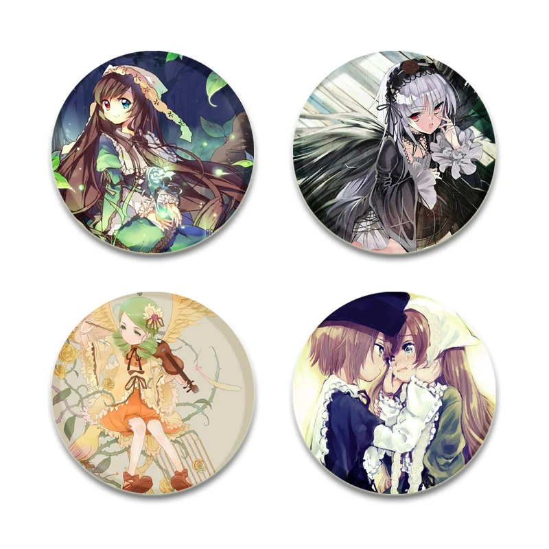 Rozen Maiden Print Brooch Anime Badge Cartoon Figure Mercury Lamp Round Display Brooches Lapel Pins Jewelry Accessories Gift