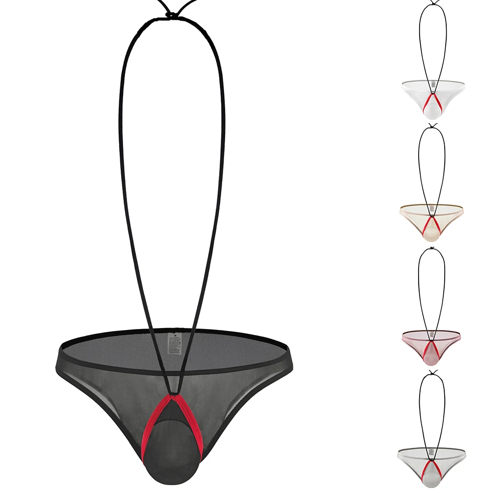 

Men Sexy Ice Silk Halter Briefs Panties Pouch Man Underwear Sissy Low Waist Elastic Erotic Underpants