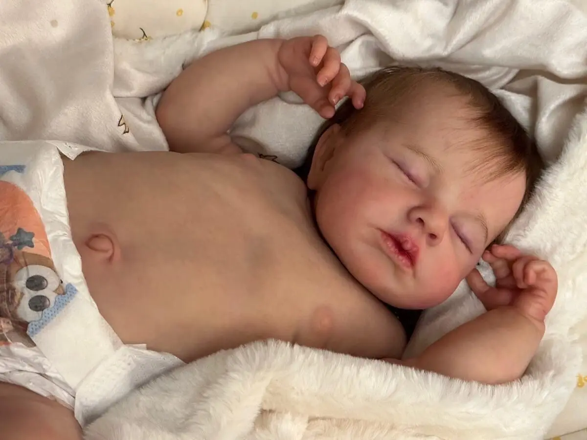 NPK 49CM Realistica Neonato Reborn Baby Doll Asleep Loulou Full Couddly Corpo 3D Pelle Vene visibili Fatta a mano di alta qualità Collectib