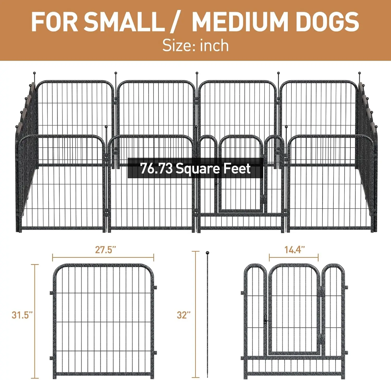 Dog Playpen Height Heavy Duty Dog Fence Puppy Pen for Large Medium Small Dogs Indoor Outdoor Foldable Pet Exerci Pen