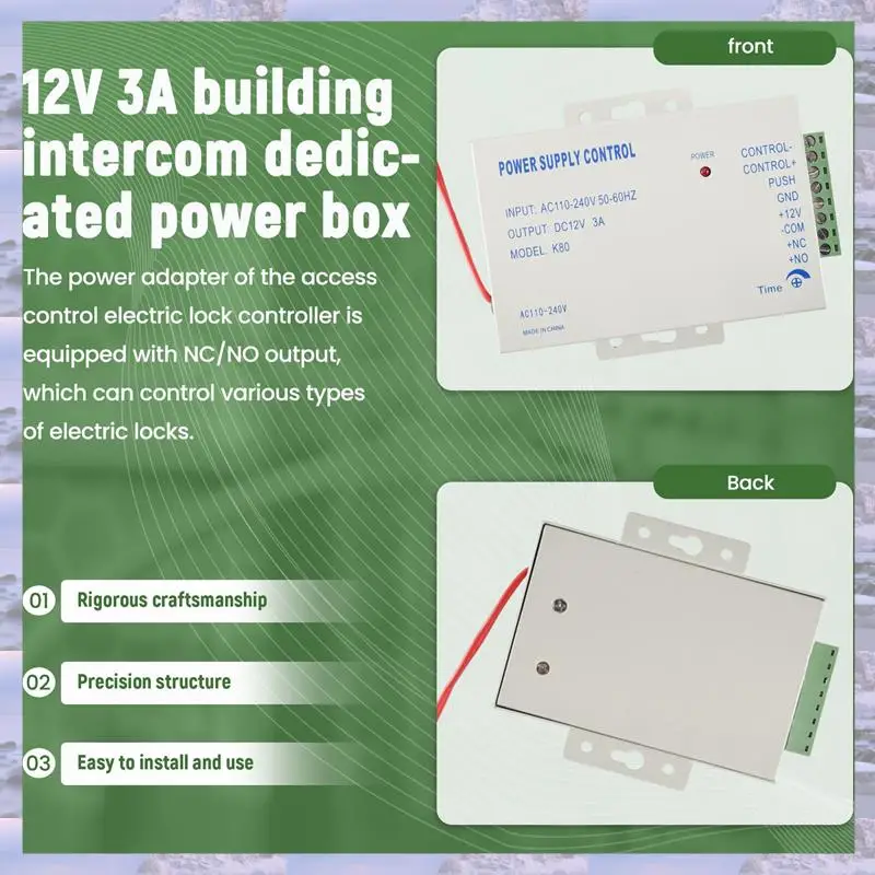 

T85C-K80 Door Access System Electric Power Supply Control DC 12V 3A Miniature Power/Electric Lock Power/Access Control System