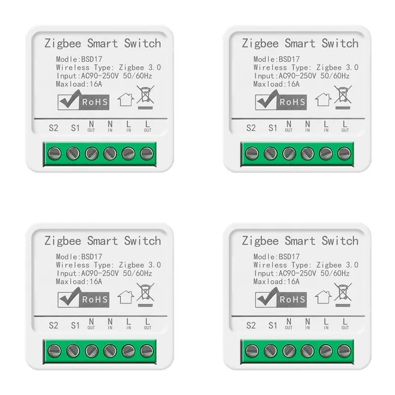 

【LAST CHANCE】4X Tuya Tuya 16A Умный переключатель Zigbee Кассетный переключатель Приложение для мобильного телефона Дистанционное голосовое время Alexa