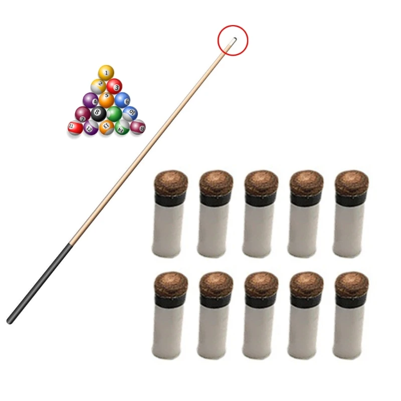 

10 Pieces Cue Tips Pool Billiard Cues Tips Replacement Screw-on Tips with White Pool Cue Stick Ferrules Pool Accessory Sets