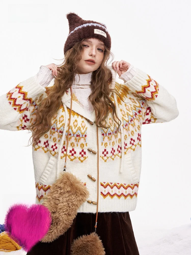 

Вязаный свитер Thiened для женщин, зимняя базовая одежда, с геометрическим узором в стиле фейр-айл, повседневный, длинный, свободного кроя