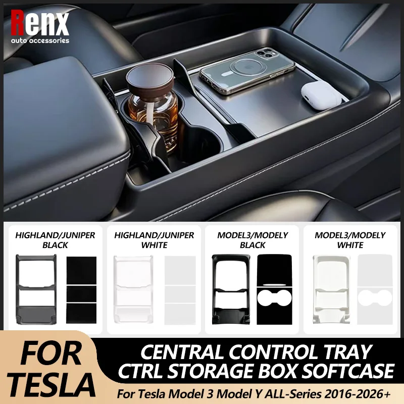 For Tesla Model 3 / Y Highland & Model Y Juniper 2016-2026+ Center Armrest Storage Organizer Tray Center Console storage Box