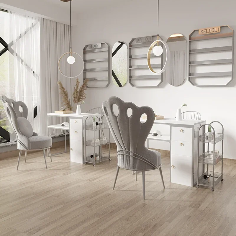 

Fashionable Steel Nail Manicure Relaxing Table Professional Desk Manicurist Beauty Salon Furniture Mesa Para Profesional