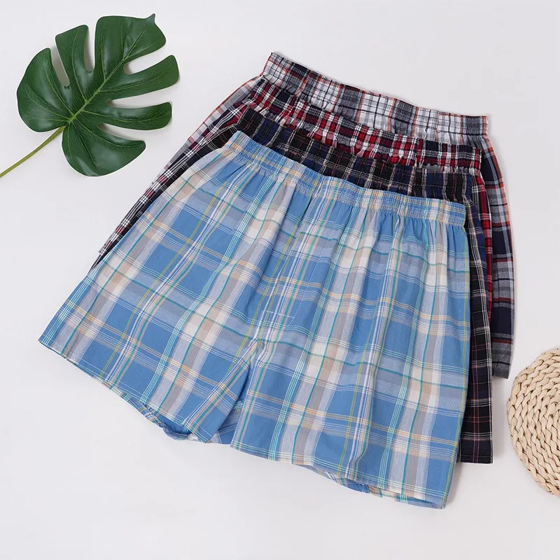 5PCS Coton Culotte pour hommes Casual Home Hommes Boxer Respirant Hommes Shorts de Sport Doux Confortable Plaid Aro Pantalon Slip