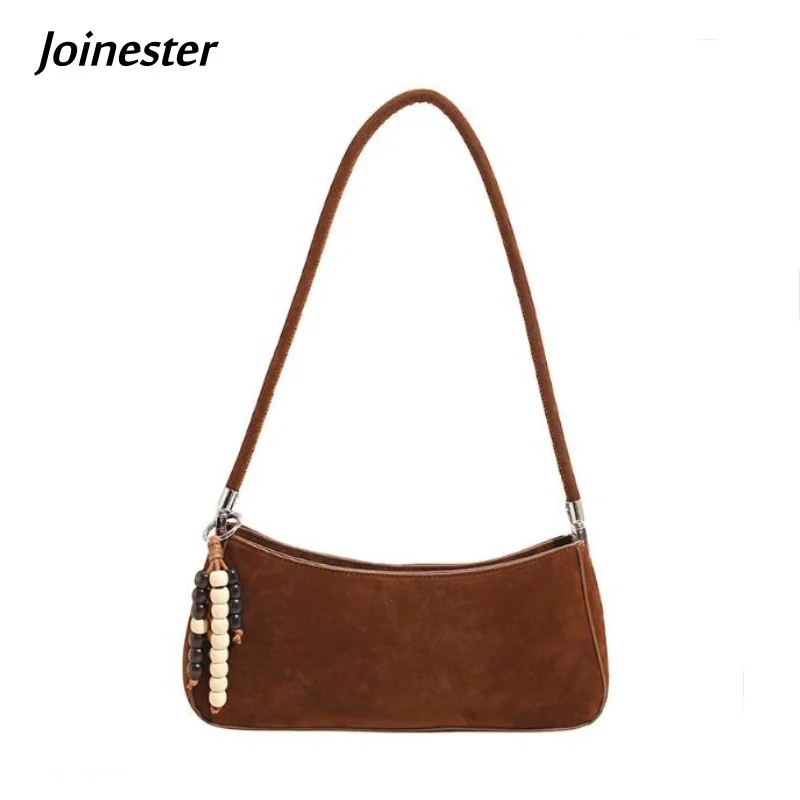 

Винтажная замшевая сумка на плечо однотонного цвета для женщин, легкий клатч во французском стиле, модный кошелек, дорожная сумка под мышками