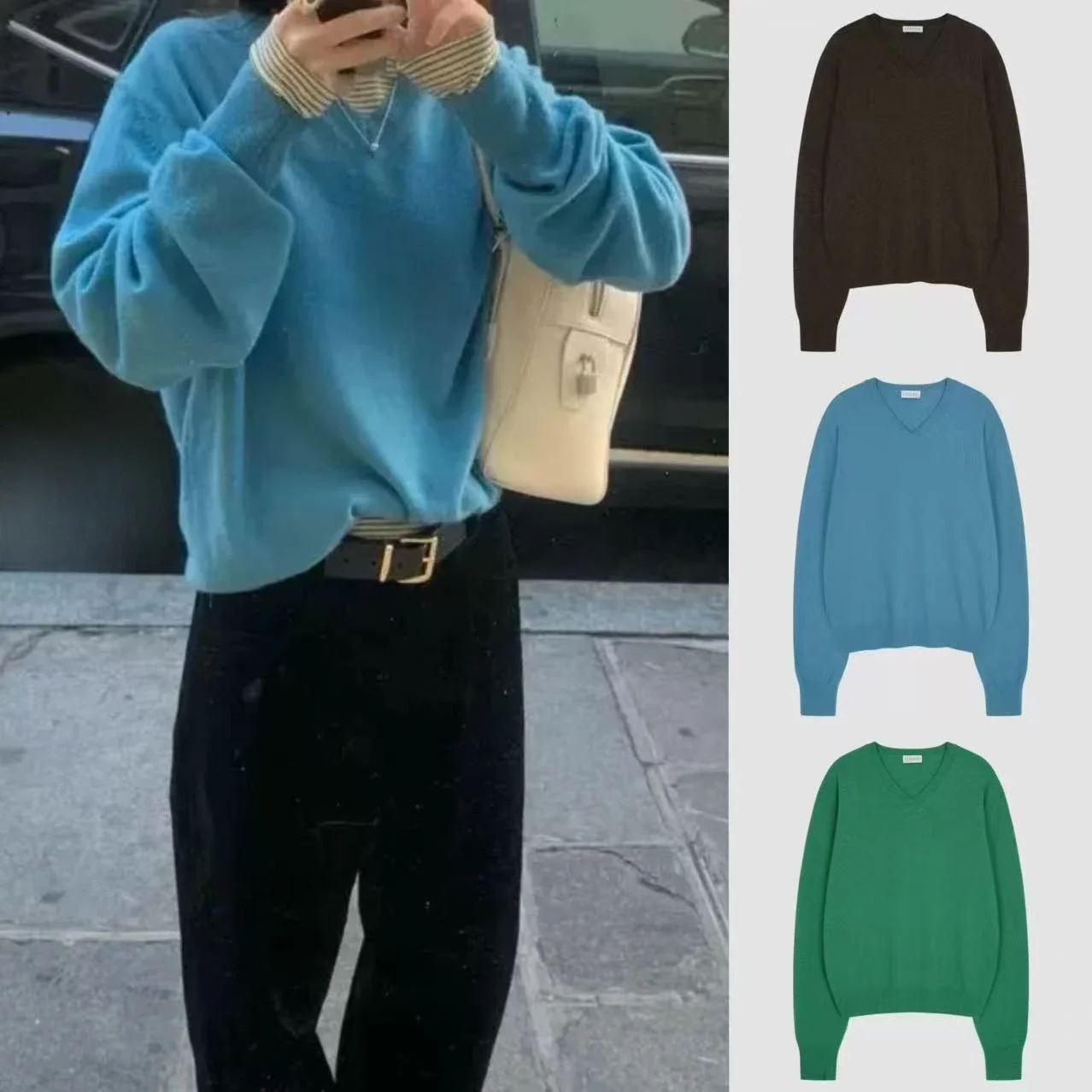 

Свободный длинный вязаный свитер V-Ne ярких цветов, простой дизайн, женский модный осенне-зимний повседневный трикотаж