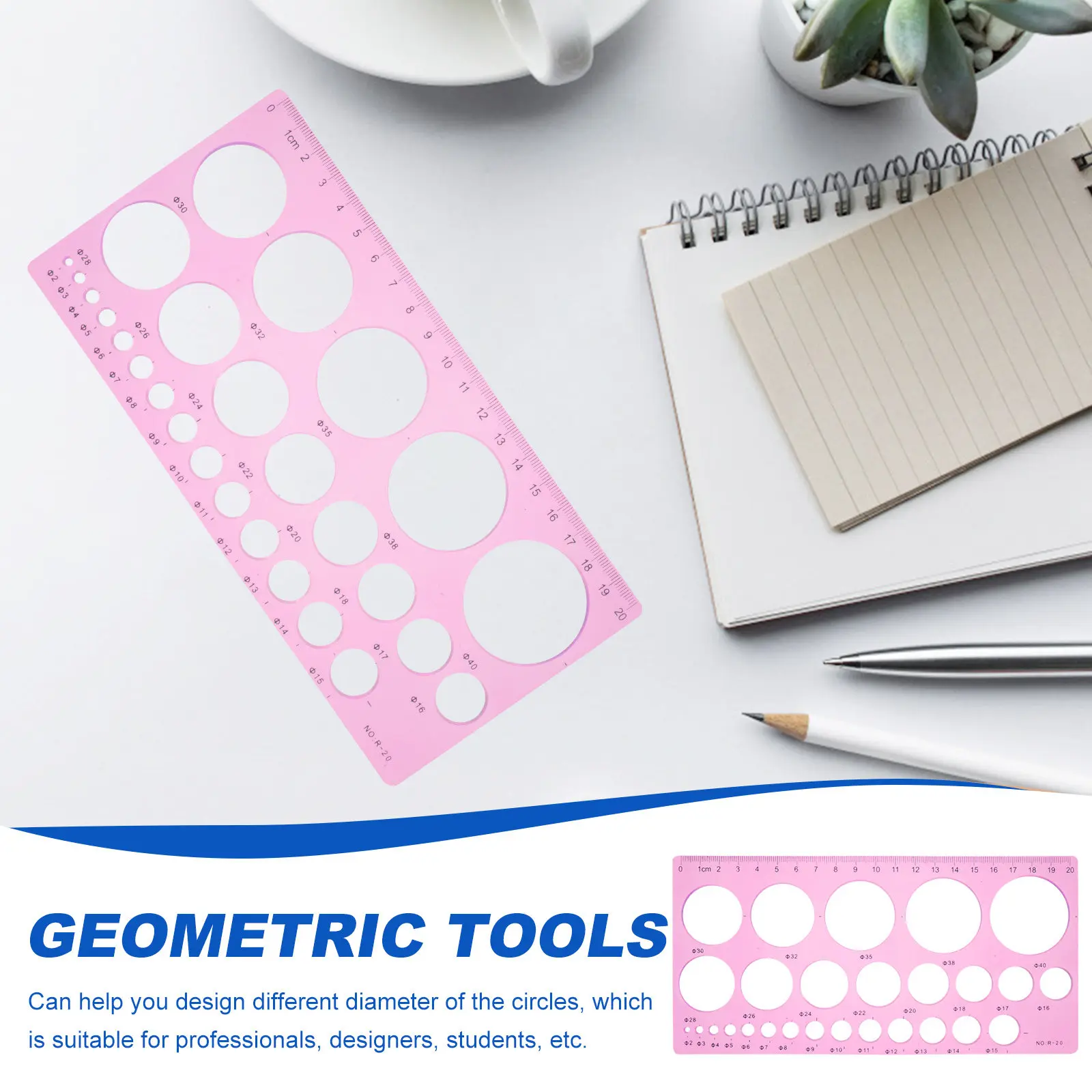 6Pcs Circle Ruler Tools Professional Geometric Drawing Templates for Students Architects Designers Drafting Stationery Supplies view 2