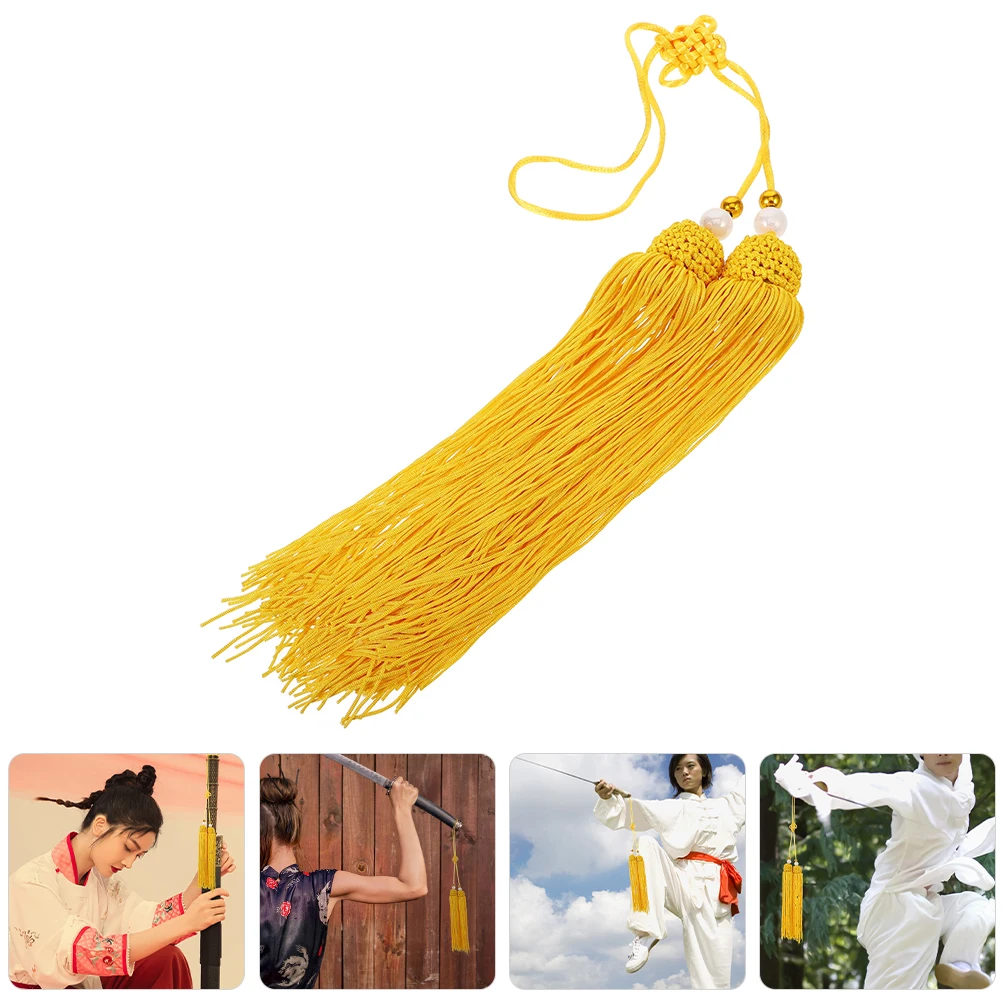 

2pcs Chinese Tassel Tai Chi Martial Arts Tassels Vibrant Yellow Cloth Tassels For Taichi Fencing Sword Decor Sword Accessories
