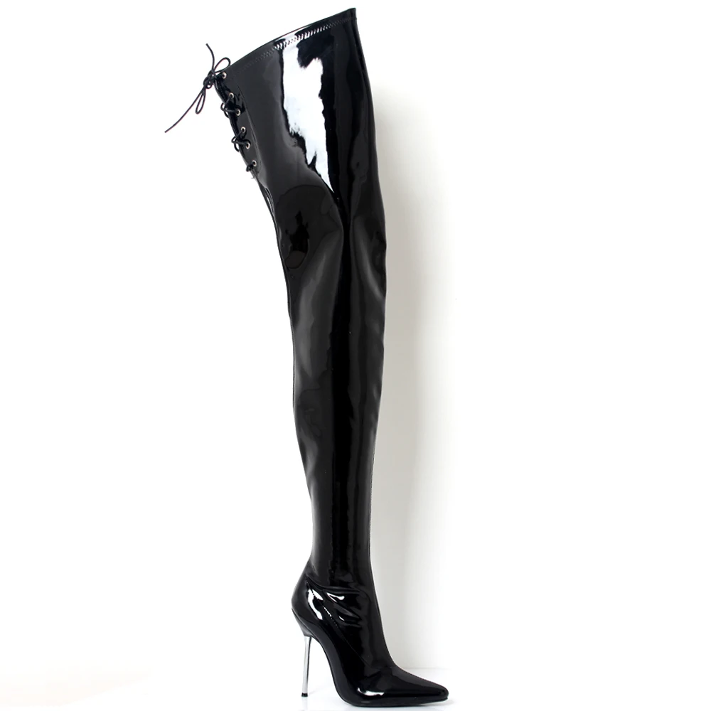 2018 delle donne di Inverno/Autunno Pieghevole Sopra il Ginocchio Stivali Sexy Sottili Stivali Tacco Alto Moda Punta A punta Stivali scarpe Da donna