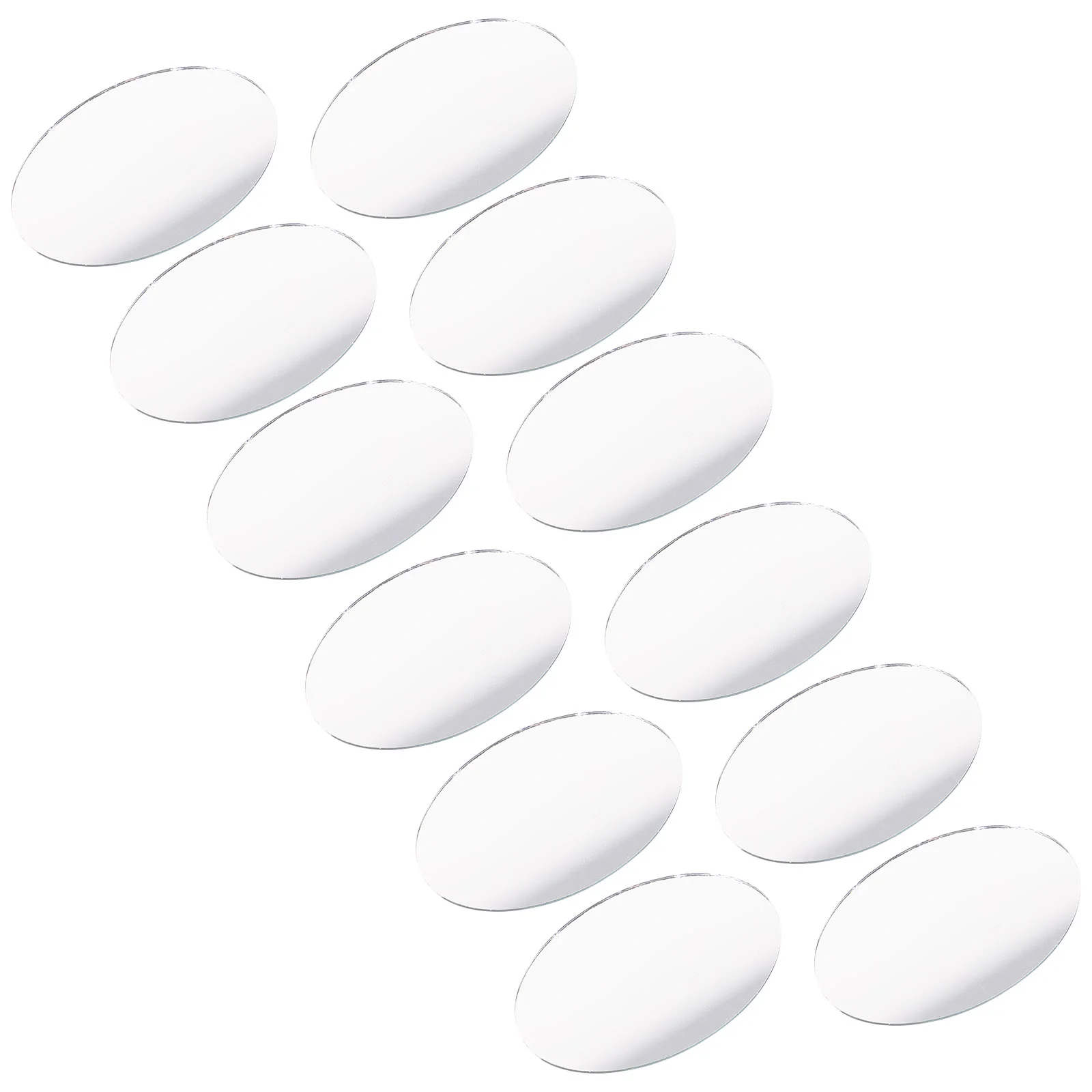 

20 Pcs Vanity Mirror Mini Make-up Sticker Small Oval DIY Lens Travel Alloy
