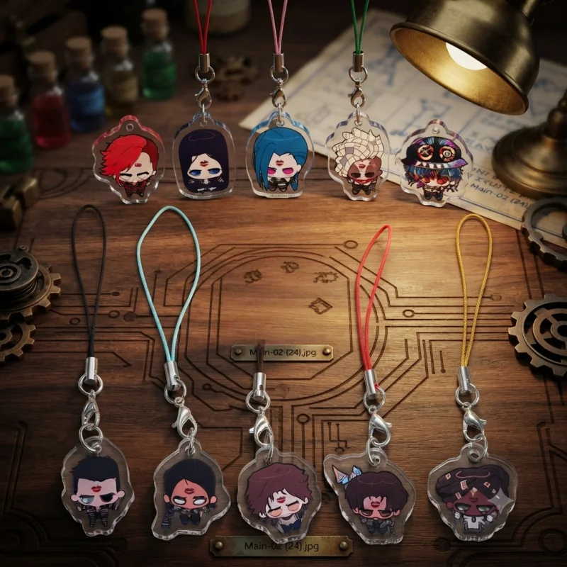 Arcane League of Legends Caitlyn Jinx Mini 3cm Acrylic Charms Phone Strap Keychain Anime Bag Pendants Daily Decor Accessories