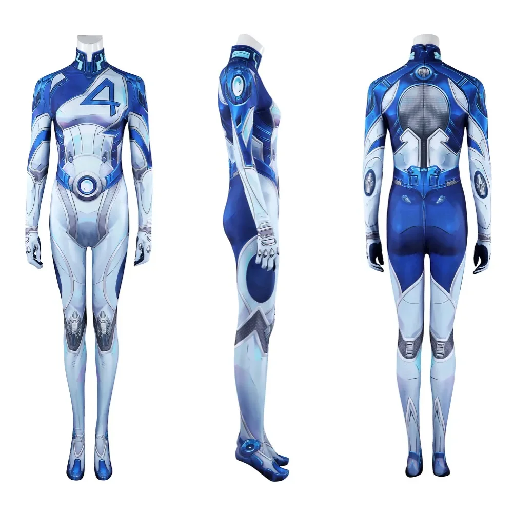 

Невидимый костюм Сьюзан Шторма для косплея, женский эластичный удобный комбинезон с 3D принтом, костюм на Хэллоуин Comic Con, индивидуальный заказ