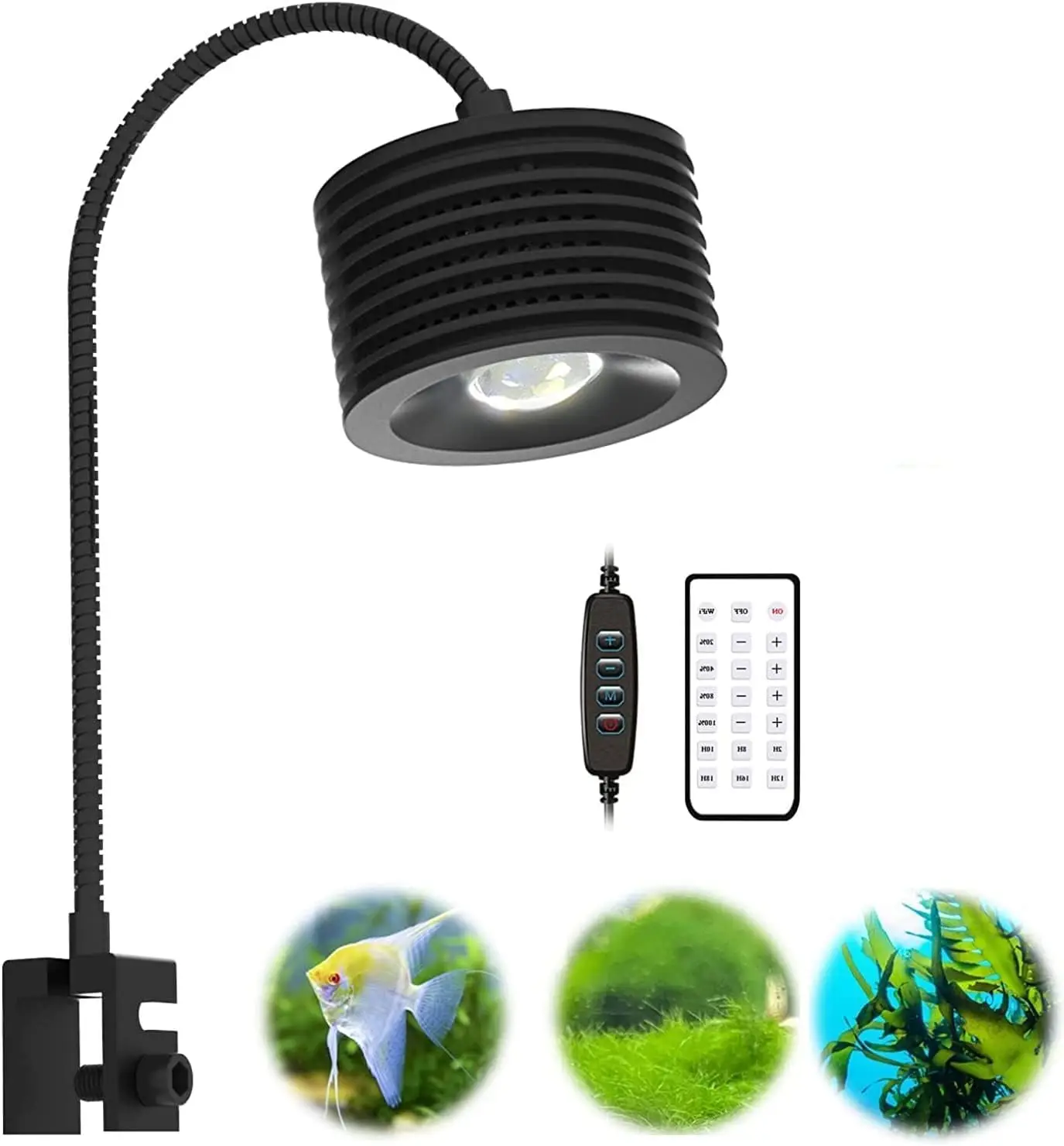 

16W Full Spectrum Aquarium Light with Remote Control, Adjustable Gooseneck for Planted Freshwater Tanks