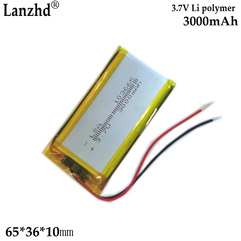 3.7V rechargeable battery polymer lithium For charger monitoring equipment intercom LED light DVD player 103565 3000mAh