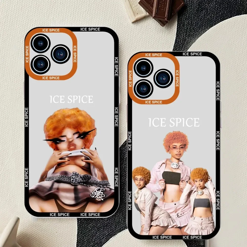 Hot Singer Ice Spice Phone Case For iPhone 11 12 Mini 13 14 15Pro Max Transparent Shell