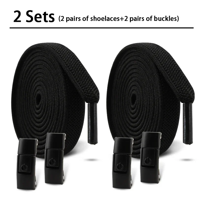 2Pair No Tie Shoe Laces Lock Shoelaces Without Ties Elastic Laces Sneakers Tennis Kids Adult Flat Shoelace Shoes Accessories image 6