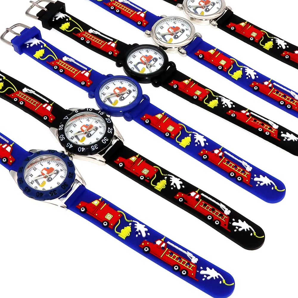 Relojes digitales con correa de silicona para niños, niñas y estudiantes, relojes de dibujos animados para bebés, camión de bomberos, moda