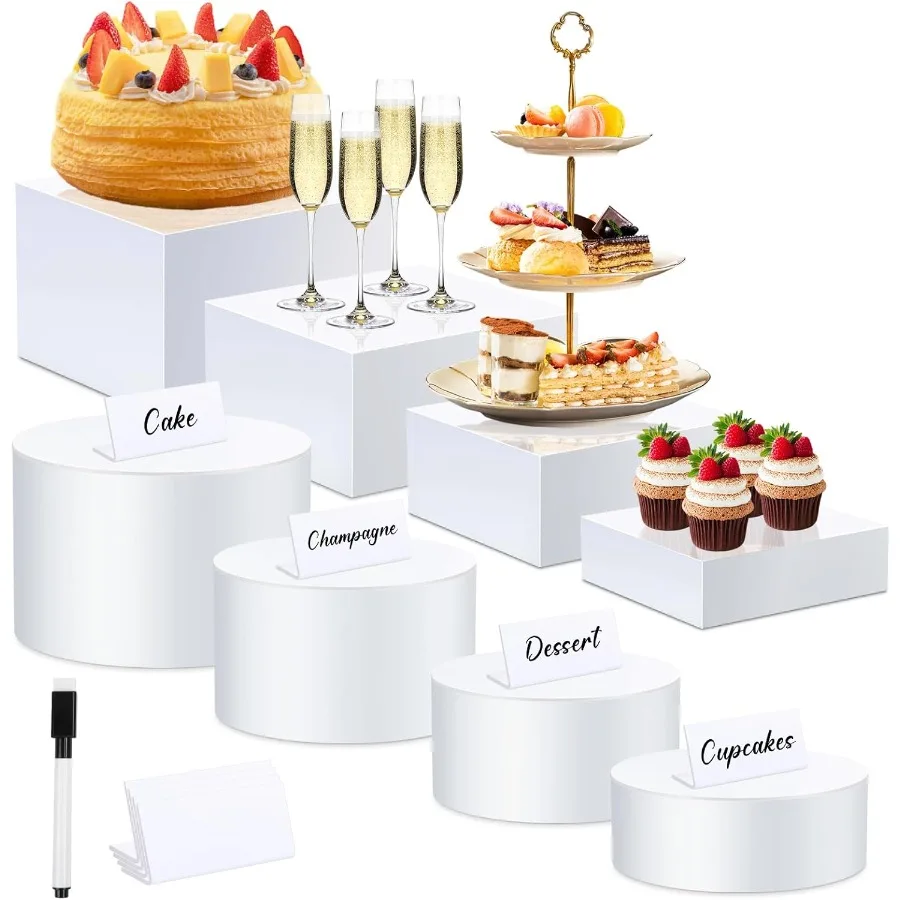 

Набор стоек для шведского стола из 8 акриловых подставок для кубиков, стойки для коробок с полым дном, 4 набора для демонстрации десертного стола разных размеров Fo