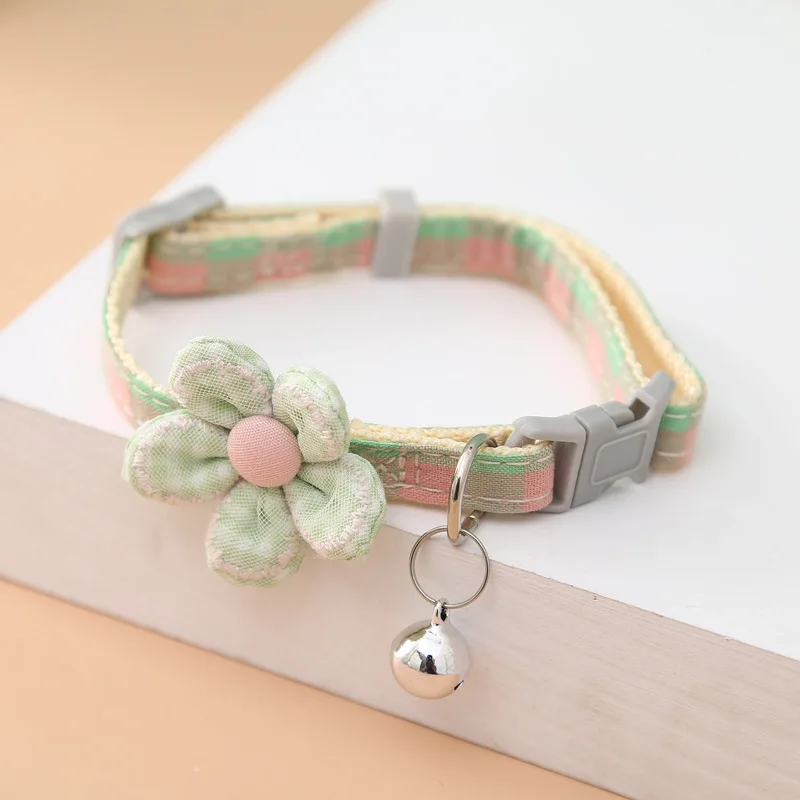 Cute flower cat collar with bell pet bow tie cat collar cat neck collar