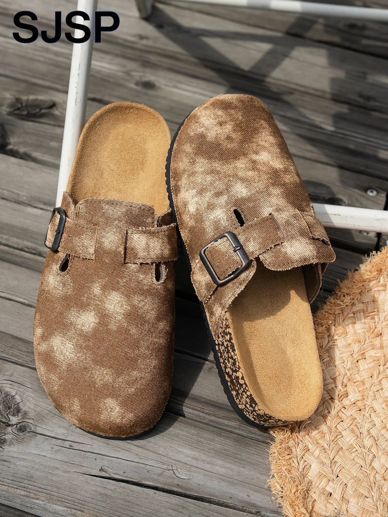 2025 New Model All-Season Autumn and Winter Women's Indoor and Outdoor Non-Slip Fashionable Casual Shoes with Cork Thick Sole, Flat Heel, Half-Covered Toe, Slip-On Slippers, Casual Buckle Slippers Suitable for All Seasons and Outdoor Activities