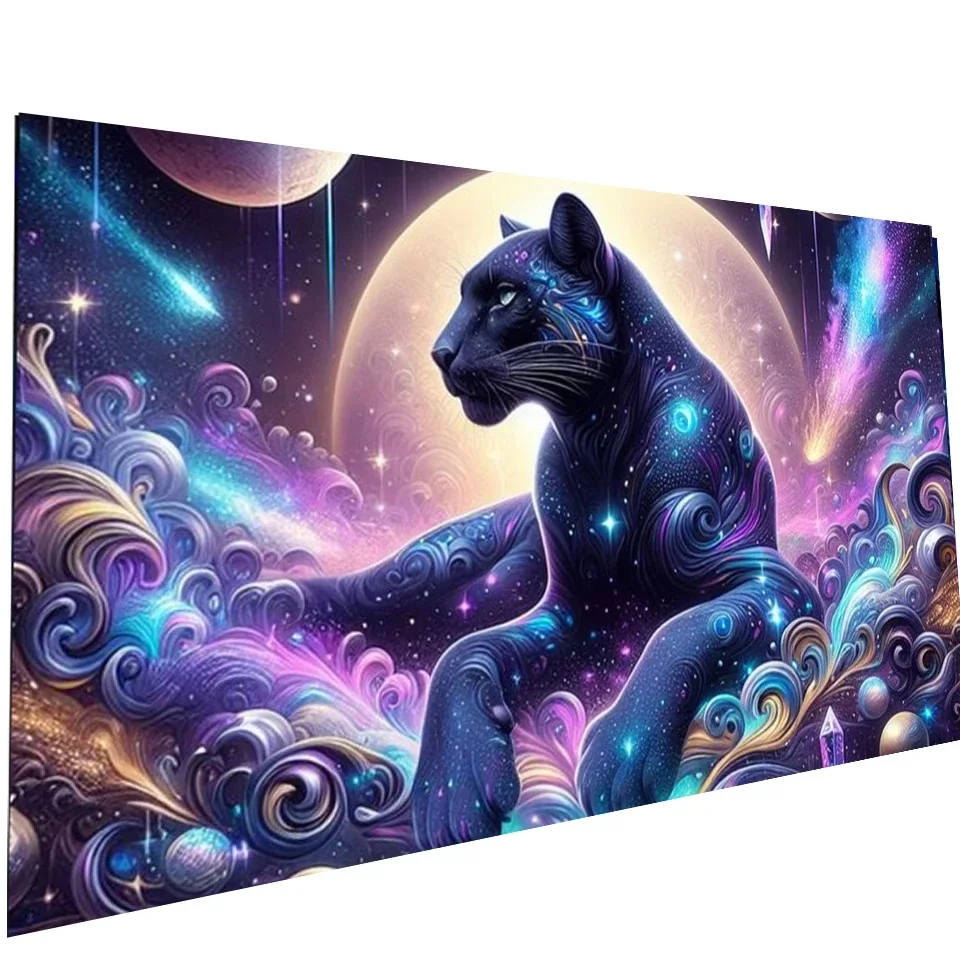 

Фэнтезийный пейзаж, универсальная пантера, сделай сам, алмазная мозаика, полный квадратный круглый леопардовый бриллиант, художественное украшение для дома с животными, большой размер